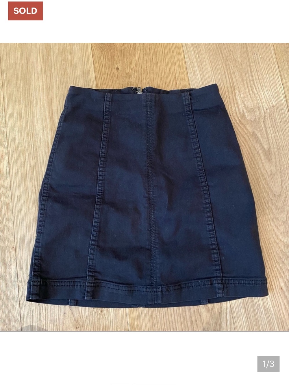 Free People Black Denim Mini Skirt Size 0 Y2K Office Siren
